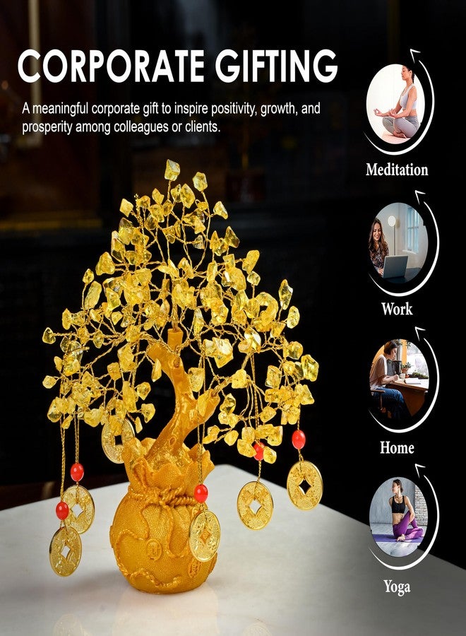 Crocon Citrine Crystal Tree of Life - Feng Shui Money Tree with 6 Coins & Potli Base - Reiki Healing Bonsai Tree for Wealth & Abundance - Crystal Tree for Positive Energy & Home Decor - Image 3